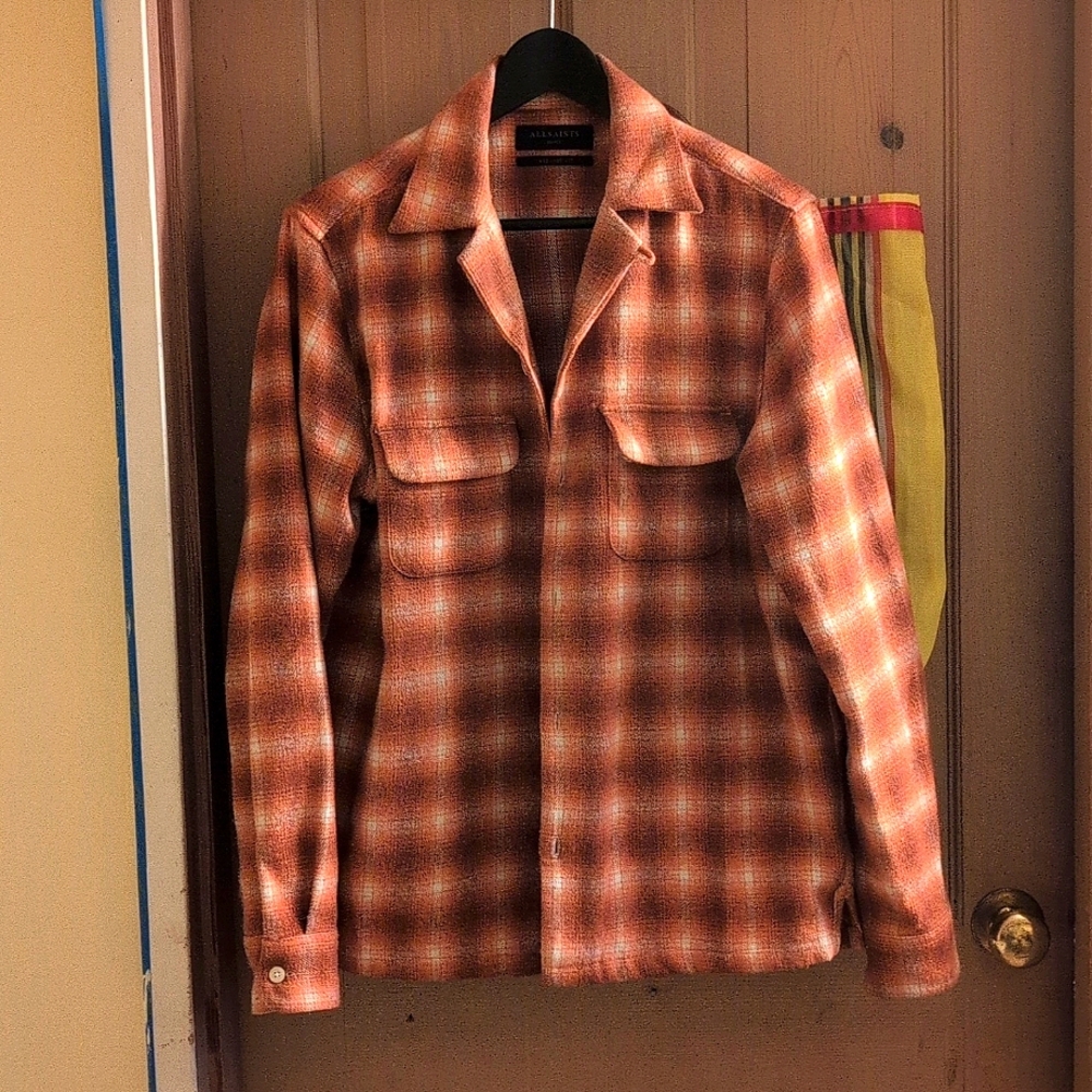 All Saints Small, Orange, Camp Collar Shirt